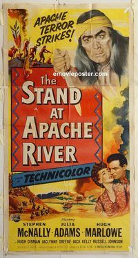 b947 STAND AT APACHE RIVER three-sheet movie poster '53 Native Americans!