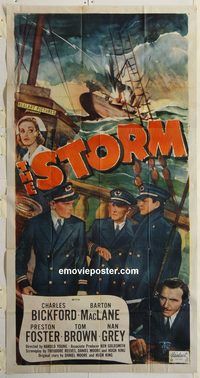 b951 STORM three-sheet movie poster R48 Charles Bickford, MacLane