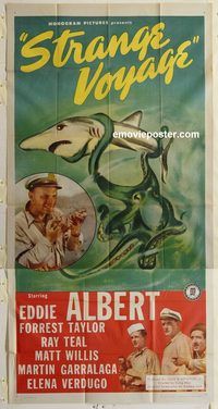 b956 STRANGE VOYAGE three-sheet movie poster '45 Eddie Albert, great image!