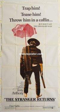 b957 STRANGER RETURNS three-sheet movie poster '68 spaghetti western!