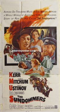 b962 SUNDOWNERS three-sheet movie poster '61 Deborah Kerr, Mitchum