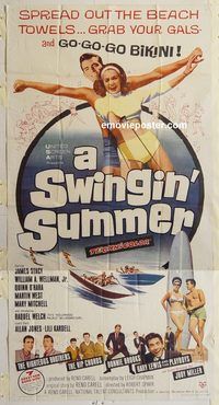 b966 SWINGIN' SUMMER three-sheet movie poster '65 rock 'n' roll music!