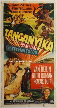 b972 TANGANYIKA three-sheet movie poster '54 Van Heflin, Ruth Roman, Africa!