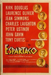 b488 SPARTACUS Argentinean movie poster '61 Kubrick, Kirk Douglas