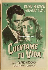 b490 SPELLBOUND Argentinean movie poster R60s Alfred Hitchcock, Peck