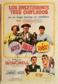 b498 STOP LOOK & LAUGH Argentinean movie poster '60 3 Stooges!