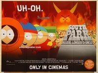 b227 SOUTH PARK: BIGGER, LONGER & UNCUT British quad movie poster '99