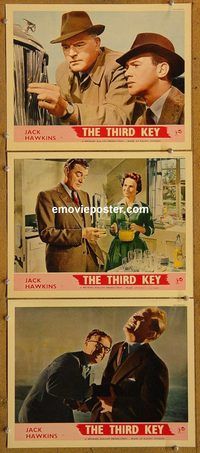 e385 THIRD KEY 3 English vintage movie lobby cards '57 Jack Hawkins, Alison