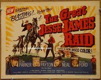 d839 GREAT JESSE JAMES RAID vintage movie title lobby card '53 Willard Parker