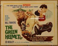 d841 GREEN HELMET vintage movie title lobby card '61 Bill Travers, car racing!