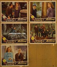 e566 GRISSLY'S MILLIONS 5 vintage movie lobby cards '45 Kelly, Grey