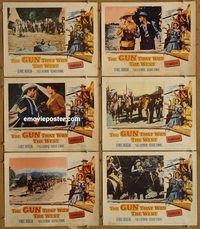 e655 GUN THAT WON THE WEST 6 vintage movie lobby cards '55 Dennis Morgan