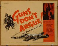 d843 GUNS DON'T ARGUE vintage movie title lobby card '57 factual story, Dillinger!