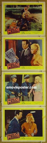 e440 GUNS, GIRLS & GANGSTERS 4 vintage movie lobby cards '59 Mamie Van Doren