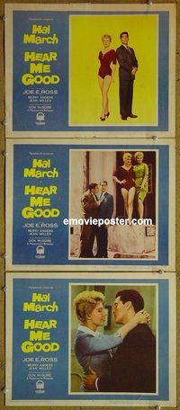 e314 HEAR ME GOOD 3 vintage movie lobby cards '57 Hal March, Joe E. Ross