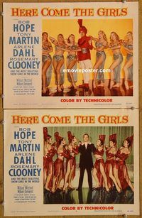 e137 HERE COME THE GIRLS 2 vintage movie lobby cards '53 Bob Hope