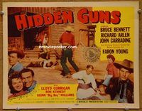 d851 HIDDEN GUNS vintage movie title lobby card '56 Bruce Bennett, Richard Arlen