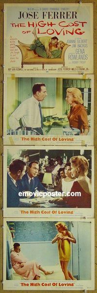 e445 HIGH COST OF LOVING 4 vintage movie lobby cards'58 Gena Rowlands, Ferrer