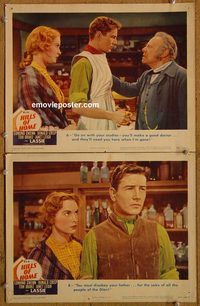 e138 HILLS OF HOME 2 vintage movie lobby cards '48 Lassie, Janet Leigh