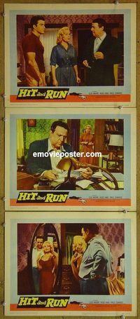 e317 HIT & RUN 3 vintage movie lobby cards '57 bad girl Cleo Moore!