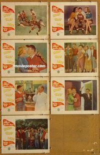 e765 HOLD THAT LINE 7 vintage movie lobby cards '52 Bowery Boys, football!