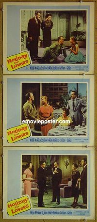 e318 HOLIDAY FOR LOVERS 3 vintage movie lobby cards '59 Clifton Webb, Wyman