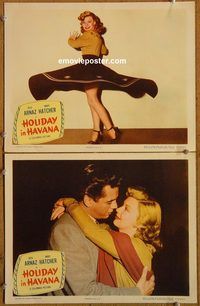 e139 HOLIDAY IN HAVANA 2 vintage movie lobby cards '49 Desi Arnaz, Cuba