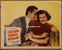 d368 JOLSON SINGS AGAIN vintage movie lobby card '49 Larry Parks close-up!