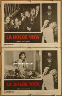 e158 LA DOLCE VITA 2 vintage movie lobby cards '61 Federico Fellini