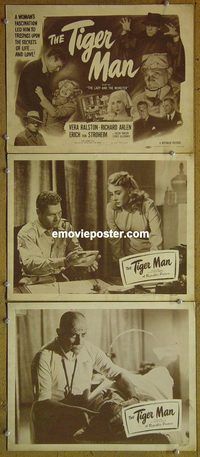 e328 LADY & THE MONSTER 3 vintage movie lobby cards R49 Erich von Stroheim