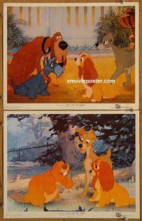 e159 LADY & THE TRAMP 2 vintage movie lobby cards '55 Walt Disney classic!