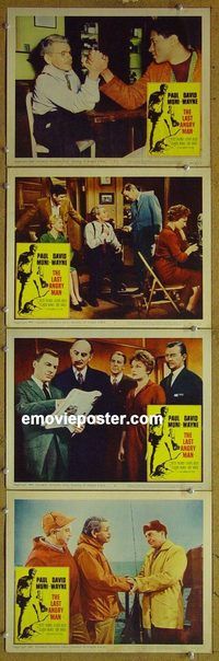 e458 LAST ANGRY MAN 4 vintage movie lobby cards '59 Paul Muni, David Wayne