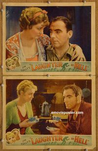 e161 LAUGHTER IN HELL 2 vintage movie lobby cards '33 Pat O'Brien