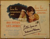 d886 LETTER FROM AN UNKNOWN WOMAN vintage movie title lobby card '48 Fontaine