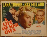 d887 LIFE OF HER OWN vintage movie title lobby card '50 Lana Turner, Ray Milland