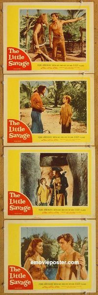 e459 LITTLE SAVAGE 4 vintage movie lobby cards '59 pirate adventure!