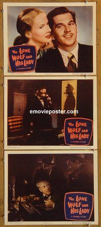 e329 LONE WOLF & HIS LADY 3 vintage movie lobby cards '49 Ron Randell