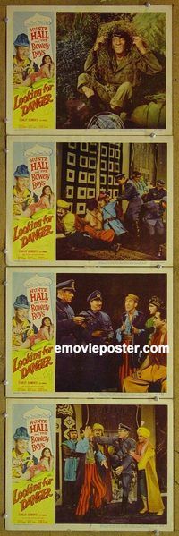 e461 LOOKING FOR DANGER 4 vintage movie lobby cards '57 Bowery Boys