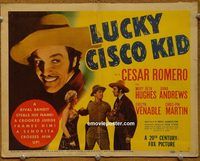 d893 LUCKY CISCO KID vintage movie title lobby card '40 Cesar Romero, Hughes