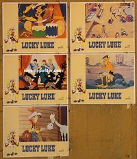 e578 LUCKY LUKE 5 vintage movie lobby cards '71 cartoon western!