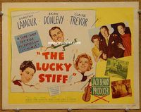 d894 LUCKY STIFF vintage movie title lobby card '48 Dorothy Lamour, Bob Hopkins