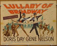 d895 LULLABY OF BROADWAY vintage movie title lobby card '51 Doris Day, Gene Nelson