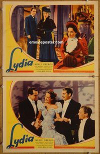 e170 LYDIA 2 vintage movie lobby cards '41 Merle Oberon, Edna May Oliver