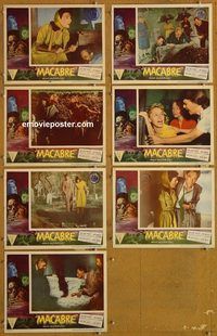 e782 MACABRE 7 vintage movie lobby cards '58 William Castle, Prince