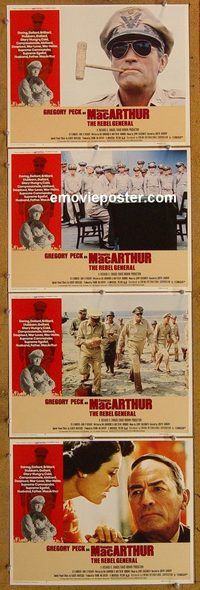 e462 MACARTHUR 4 vintage movie lobby cards '77 General Gregory Peck!