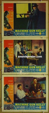 e331 MACHINE GUN KELLY 3 vintage movie lobby cards '58 Charles Bronson, AIP