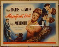 d900 MAGNIFICENT DOLL vintage movie title lobby card '46 Ginger Rogers, Niven