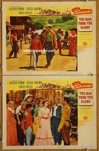 e171 MAN FROM THE ALAMO 2 vintage movie lobby cards '53 Glenn Ford