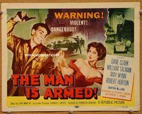 d901 MAN IS ARMED vintage movie title lobby card '56 Dane Clark, Talman