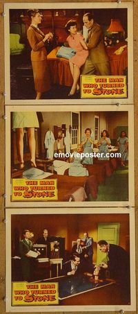 e334 MAN WHO TURNED TO STONE 3 vintage movie lobby cards '57 Victor Jory